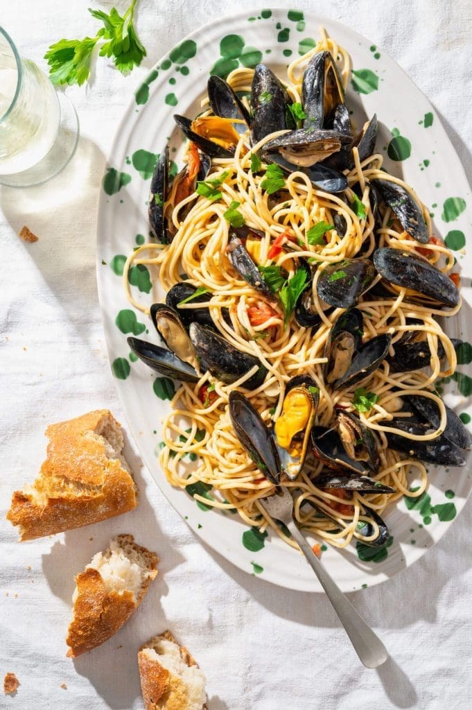 spaghetti met mosselen