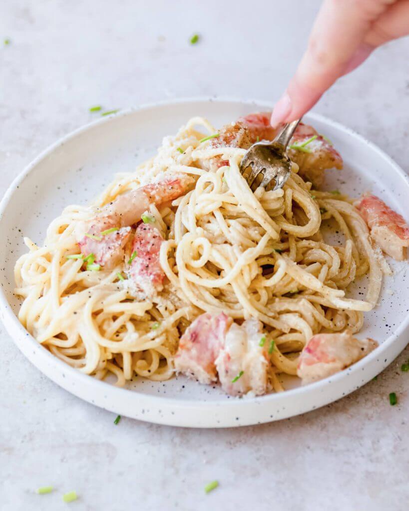 spaghetti garnalen bisque