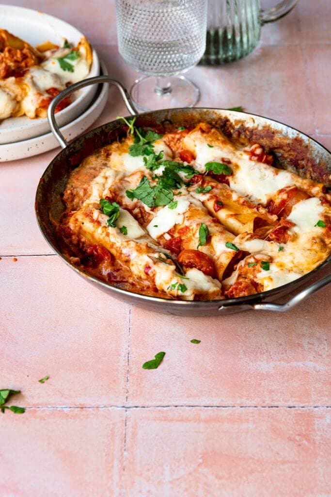 Cannelloni met kip en tomaat 