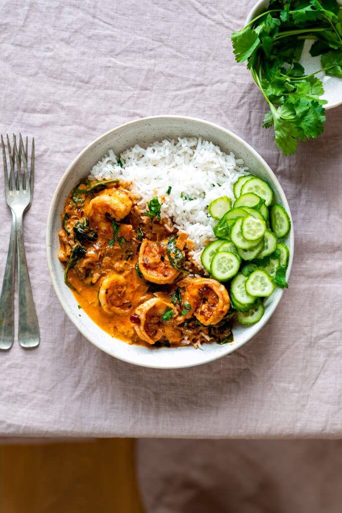Garnalen in een romige chipotle saus