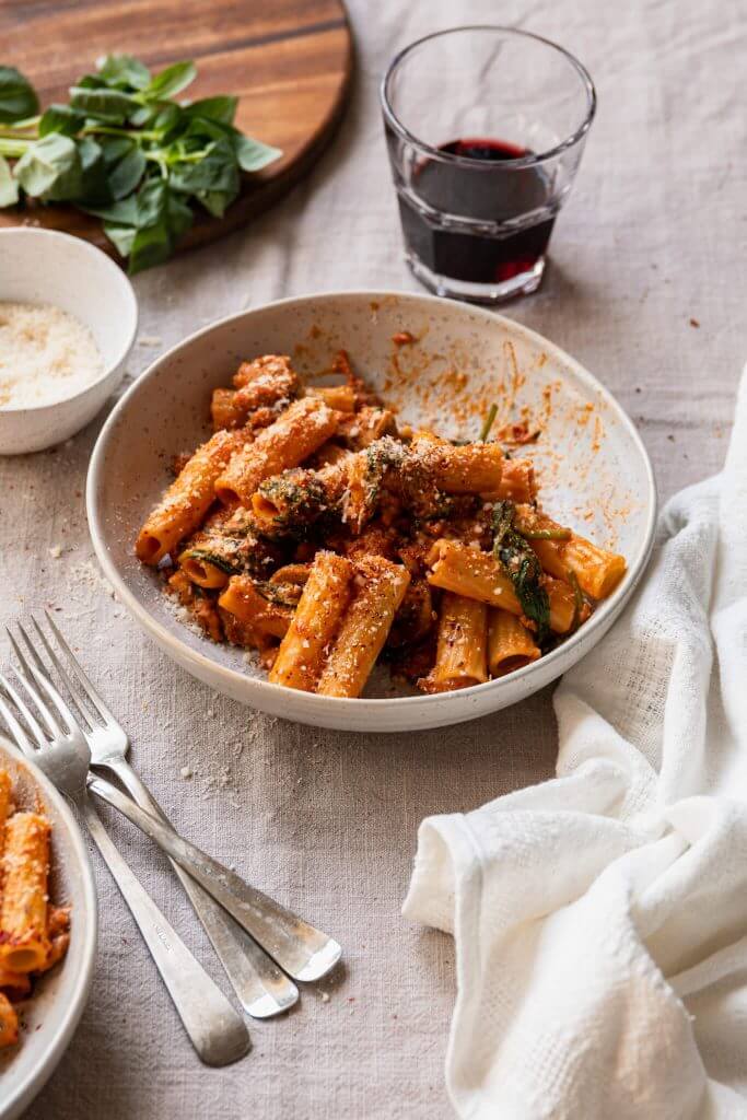 Rigatoni met worst
