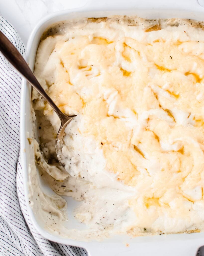 witlofschotel met bloemkoolpuree