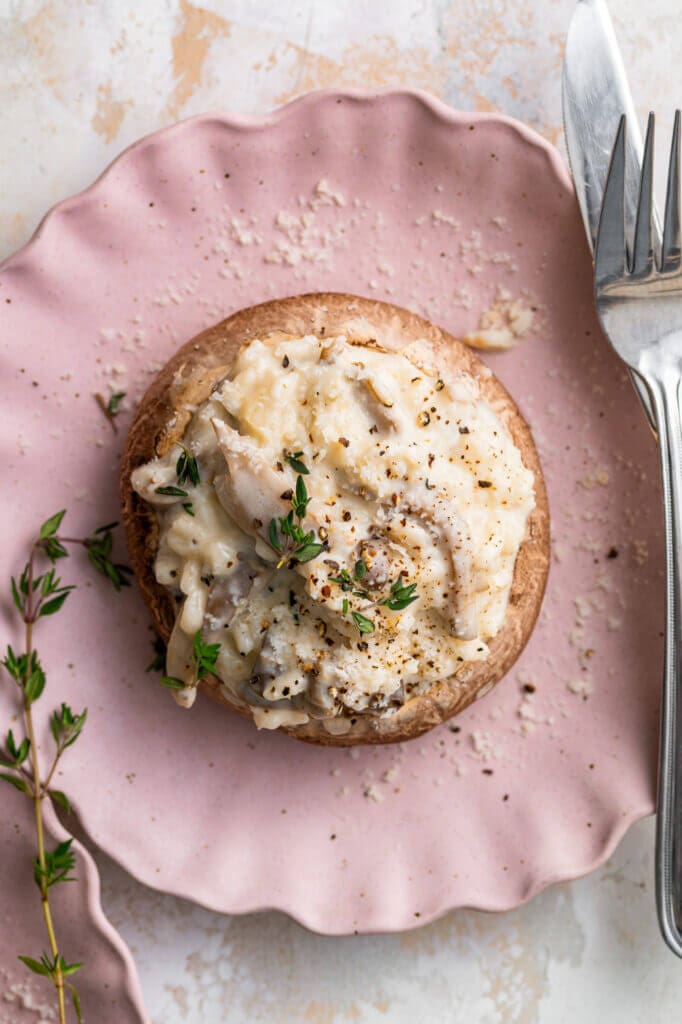 Gevulde portobello’s met Truffle Flavoured Boursin risotto
