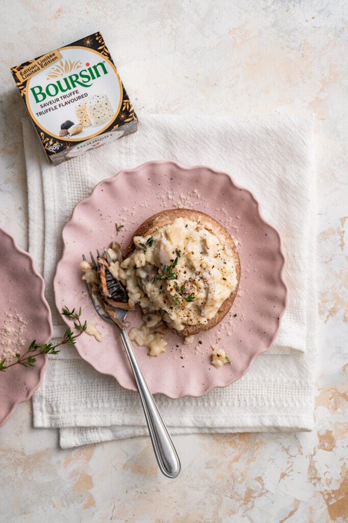 Gevulde portobello’s met Truffle Flavoured Boursin risotto